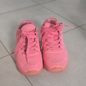 Skechers Girls' Pink Lace-Up Sneakers